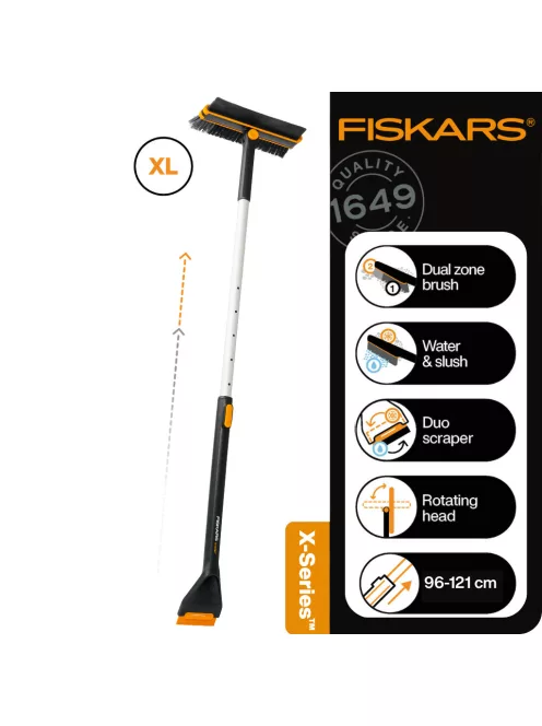 Fiskars X-series™ autós hóseprű/lehúzó és jégkaparó, forgatható fejjel, teleszkópos, XL (1078492)