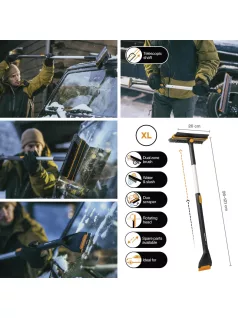   Fiskars X-series™ autós hóseprű/lehúzó és jégkaparó, forgatható fejjel, teleszkópos, XL (1078492)