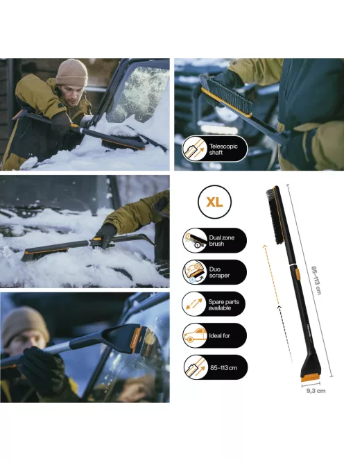 Fiskars X-series™ autós hóseprű és jégkaparó, teleszkópos, XL (1078493)