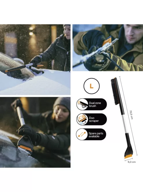 Fiskars Plus™ autós hóseprű & jégkaparó, hosszított nyéllel, L (1078494)