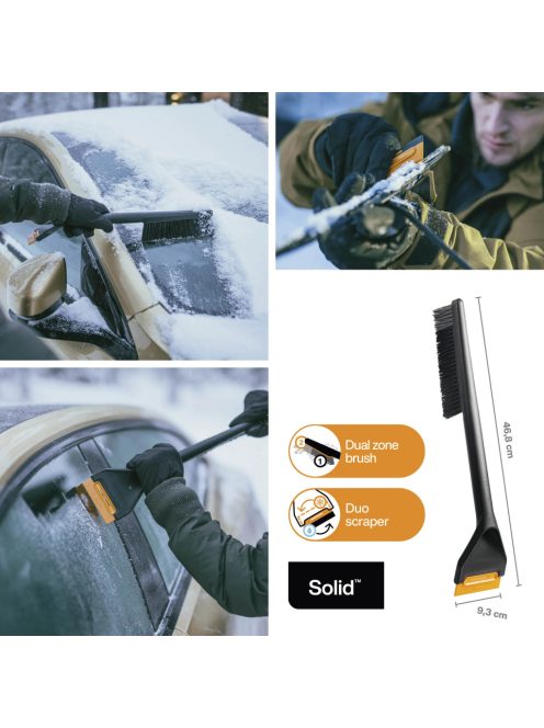 Fiskars Solid™ autós hóseprű és jégkaparó, cserélhető kaparó betéttel (1078496)
