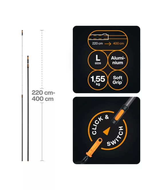 Fiskars OneClick Teleszkópos nyél, L (1080672)