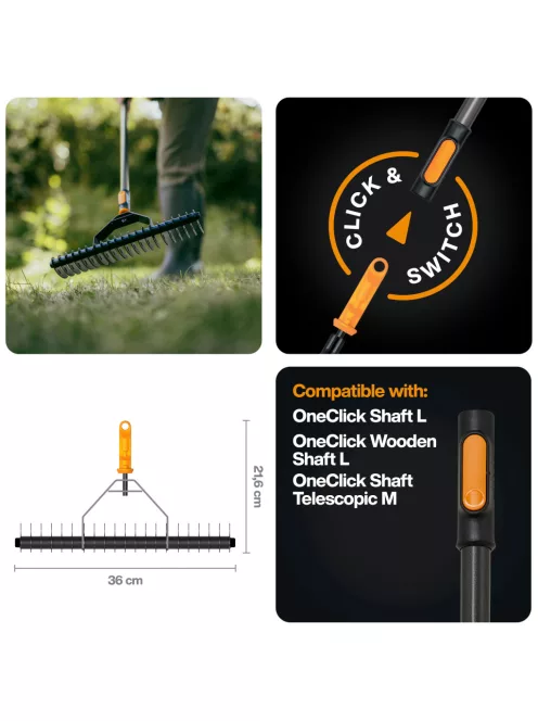 Fiskars OneClick gyepszellőztető gereblye fej (1080679)