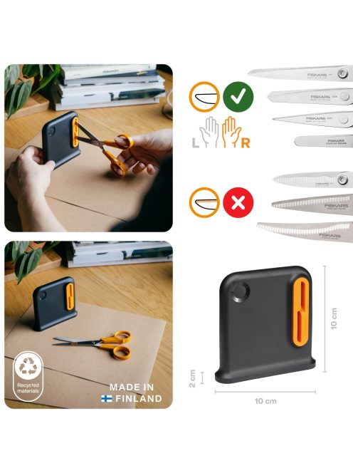 Fiskars Clip-Sharp ollóélező, nagy, fekete (1081190)