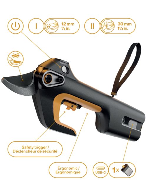 Fiskars Power Tools elektromos metszőolló ePruner PR12 Bypass, L, akkumulátor nélkül (1082298)