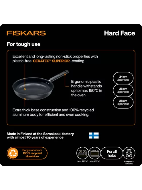 Fiskars Hard Face serpenyő, 28 cm, kerámiabevonatos (1087461)