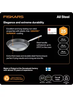   Fiskars All Steel serpenyő, 20 cm, kerámiabevonatos - 25 év garanciával (1088109)
