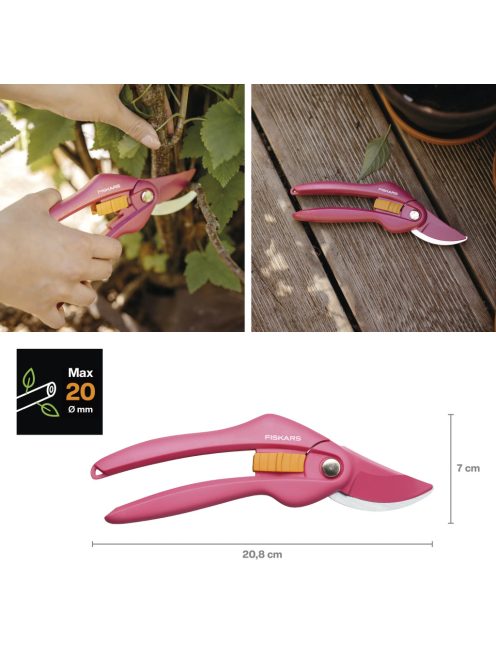 Fiskars Inspiration™ P26 metszőolló, rubinvörös, bypass (1003657)
