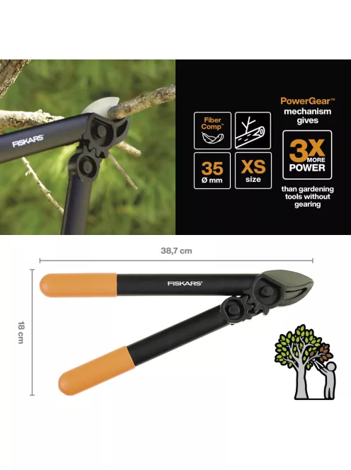 Fiskars PowerGear™ L31 ágvágó, rávágó, XS (1000581)