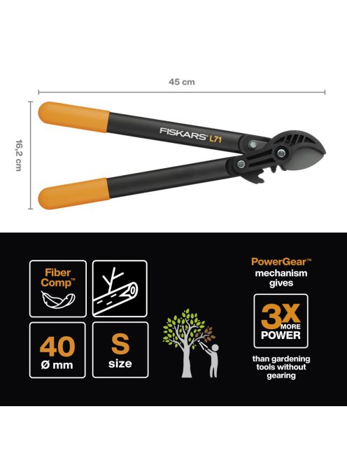Fiskars PowerGear™ Ágvágó, kicsi, rávágó L71 (1001556)