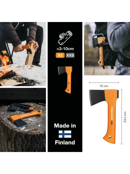 Fiskars X5 kis kemping fejsze XXS - 25 év garanciával (1015617)