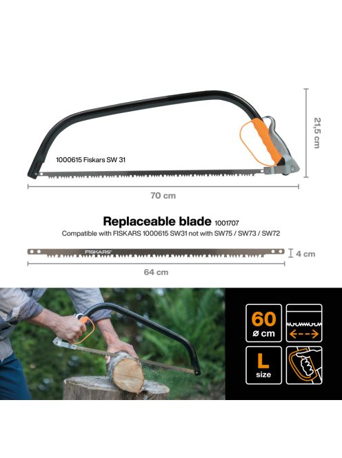Fiskars 24''-os keretes fűrész, (61 cm), SW31 (1000615)