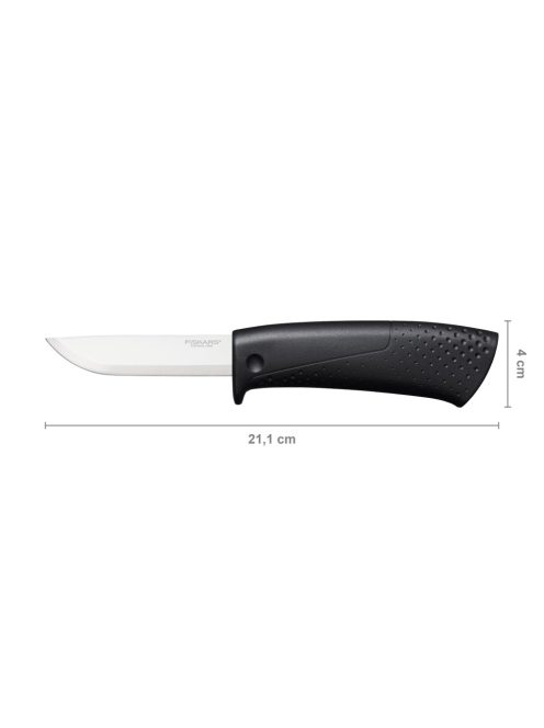 Fiskars Staysharp™ kKés építőipari munkákhoz, tokba épített élezővel (1023617)