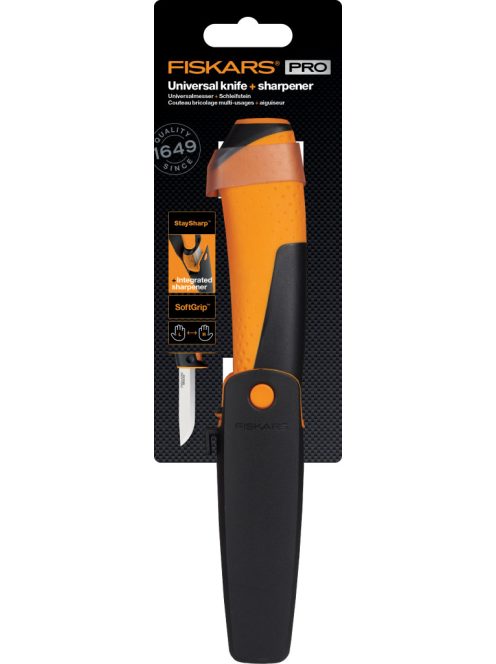 Fiskars Staysharp™ általános kés, tokba épített élezővel (1023618) 