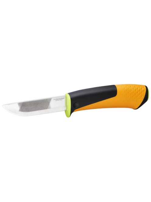 Fiskars Staysharp™ kés épületgépészeti munkákhoz, tokba épített élezővel (1023619)