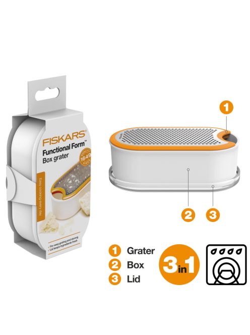 Fiskars Functional Form Reszelő tálkával, fehér (1019530)