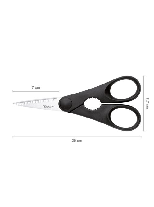 Fiskars Essential Konyhai olló, üvegnyitóval, 20 cm (1023820)