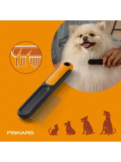   Fiskars Pet Care Széles fogú szőrápoló fémkefe kisállatoknak (2009134)