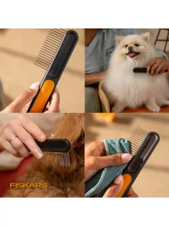   Fiskars Pet Care Széles fogú szőrápoló fémkefe kisállatoknak (2009134)