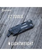 Gerber Dime kulcstartóra rögzíthető multiszerszám, fekete, dobozban GB (1027819) - 25 év garanciával