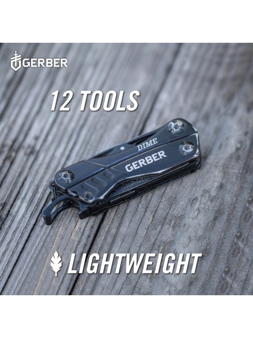 Gerber Dime kulcstartóra rögzíthető multiszerszám, fekete, dobozban GB (1027819) - 25 év garanciával