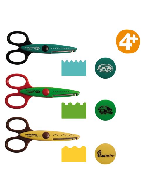 Fiskars 3 db-os gyermekolló készlet, mocsári állatok (1003845)