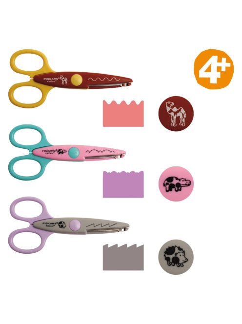 Fiskars 3 db-os gyermekolló készlet, állatkerti állatok (1003846)