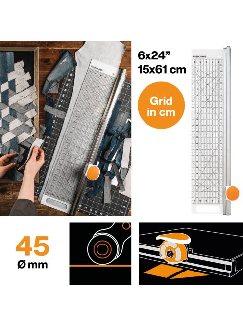 Fiskars Görgős vágóasztal, vonalzó funkcióval (1014651)