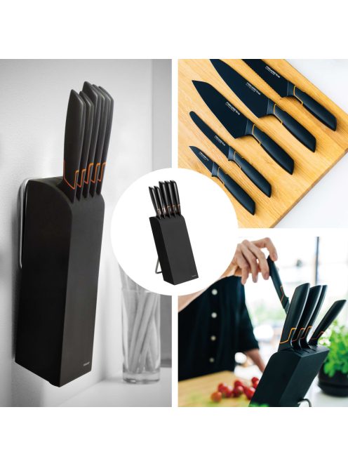 Fiskars Edge Prémium késkészlet dizájner tartóval, 5 japán acél késsel (1003099)