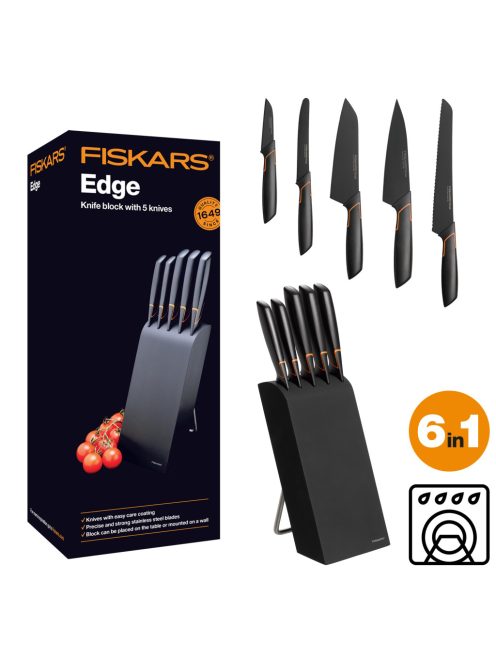 Fiskars Edge késblokk 5 késsel  (1003099)