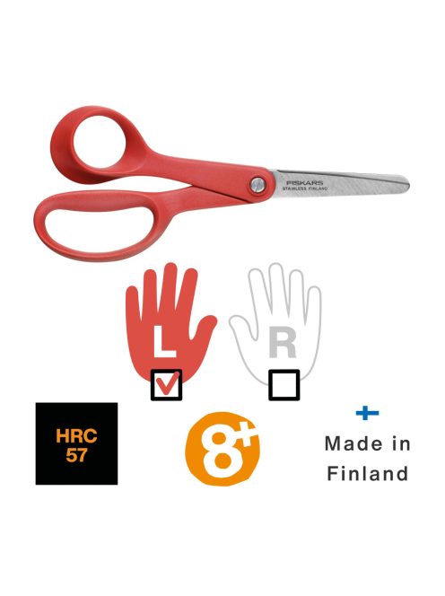 Fiskars Gyermekolló, balkezes, piros (1005169)