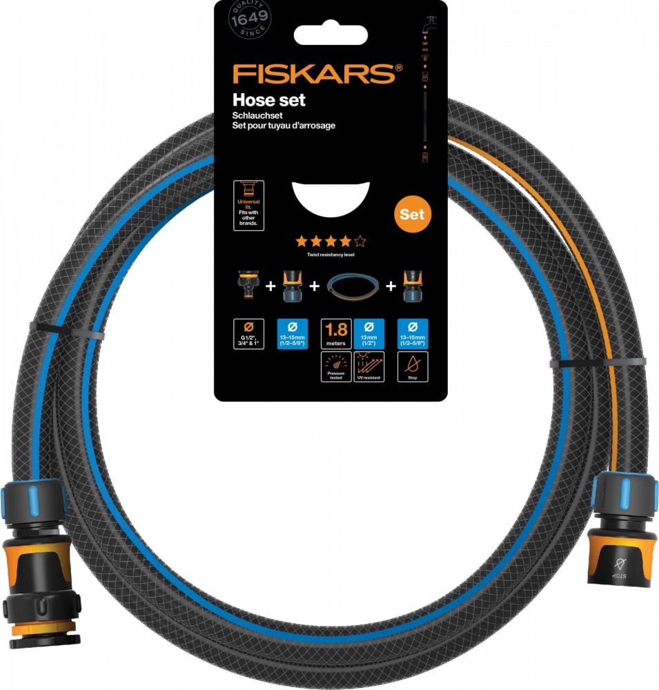 Fiskars Comfort tömlő szett 1.8M Q4 13mm (1057621)
