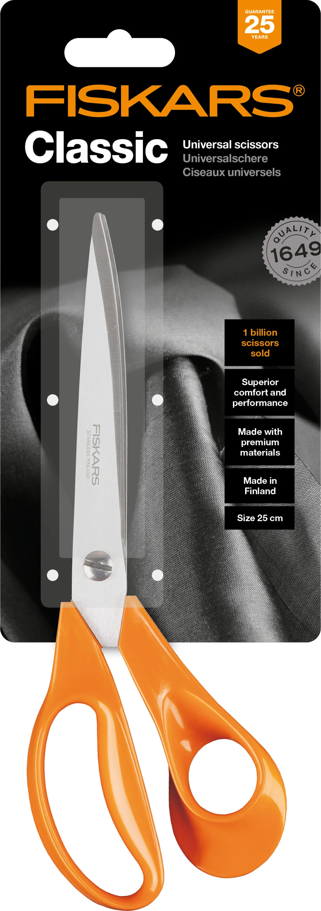 Fiskars Classic professzionális szabóolló, 25 cm (1005151) - 25 év garanciával 